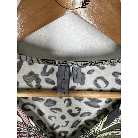 Anthropologie Blank London XS Sibley Elephant Top Animal Print Balloon Sleeve - Picture 2 of 5